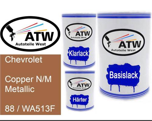 Chevrolet, Copper N/M Metallic, 88 / WA513F: 500ml Lackdose + 500ml Klarlack + 250ml Härter - Set, von ATW Autoteile West.